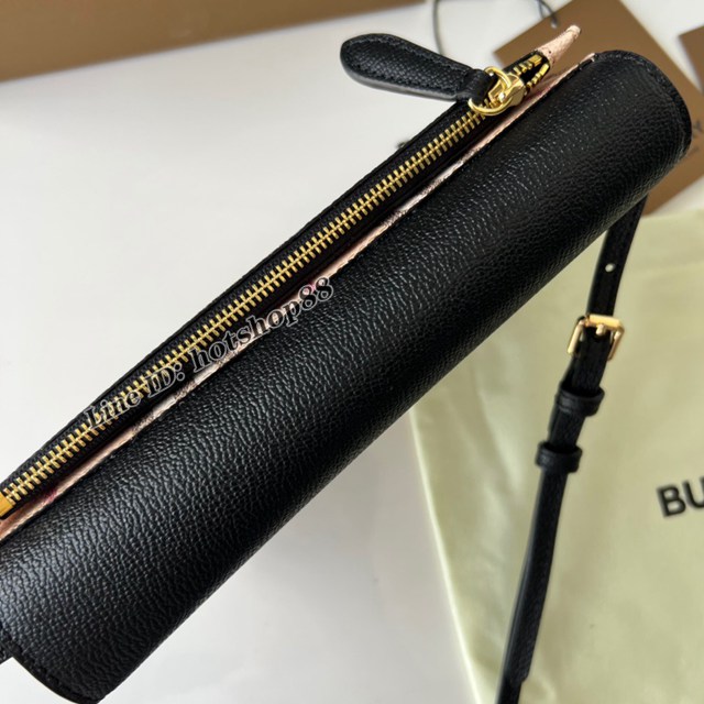 Burberry專櫃新款格紋拼皮革斜背包 巴寶莉女款休閒小肩包手包 yxb1053